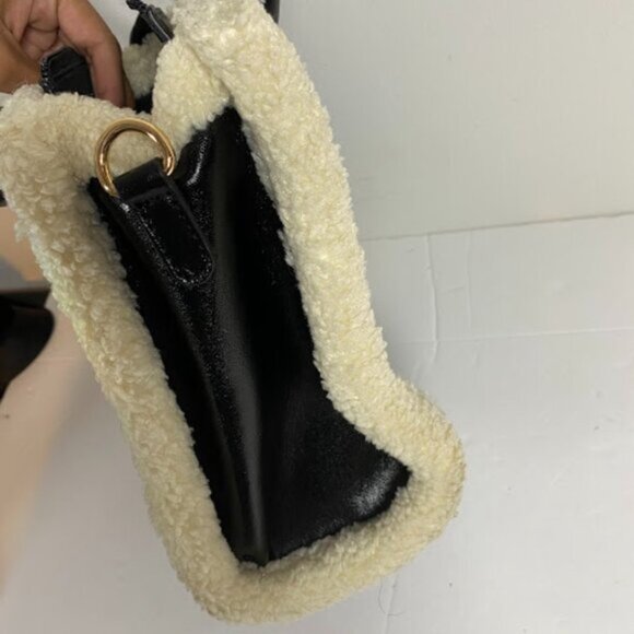 GUESS Faux Shearling Trim Women's Handbag Medium - Picture 4 of 7